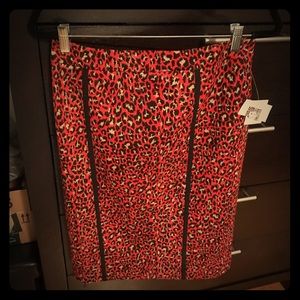 Black and Red Leopard (Animal Print) Pencil Skirt